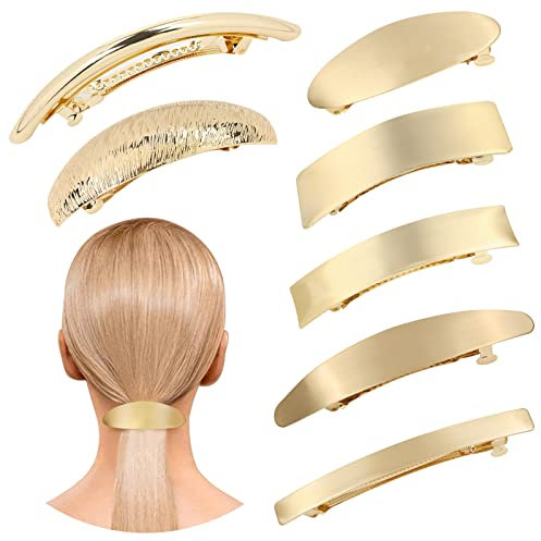 Cinaci 7 Stück einfache, elegante französische Haarspangen aus goldfarbenem Metall, dekorative Haarspangen, Zubehör für Frauen und Mädchen