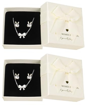 Qaziuy 2 Stück 7.5 x 7.5 x 3.5cm Klein Schmuck Geschenkbox，Ohrringe Geschenkbox Halskette Geschenkschachtel mit Deckel,Kraftpapier Geschenkboxen für Schmuck Verpackung