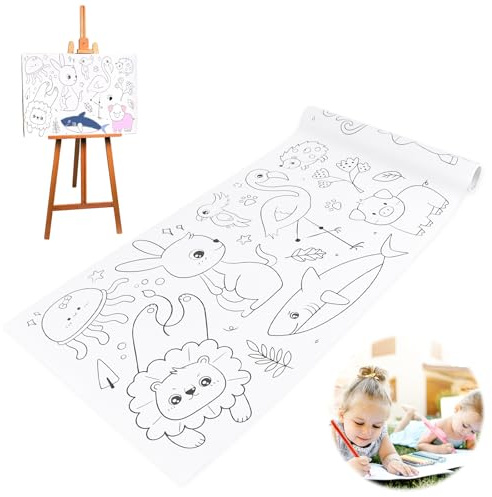 UKOFEW Rollo de Dibujo para Niños,30 * 300CM Rollo de Papel para Colorear para Niños,Rollo de Papel para Pintar(Mundo Animal)