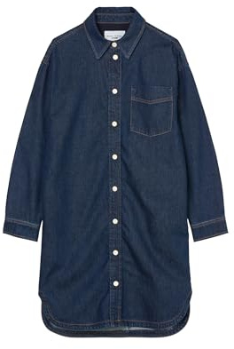 Marc O'Polo Denim Damen Cordkleid aus Bio-Baumwolle Oversize Fit, Blau (Dark Blue Multi 21), S