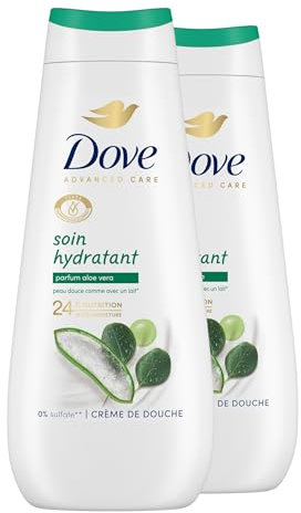 DOVE - Crema doccia Advanced Care Aloe Vera - Dermatologicamente testato - Sensazione di pelle morbida per 24 ore (confezione da 2 x 400 ml)