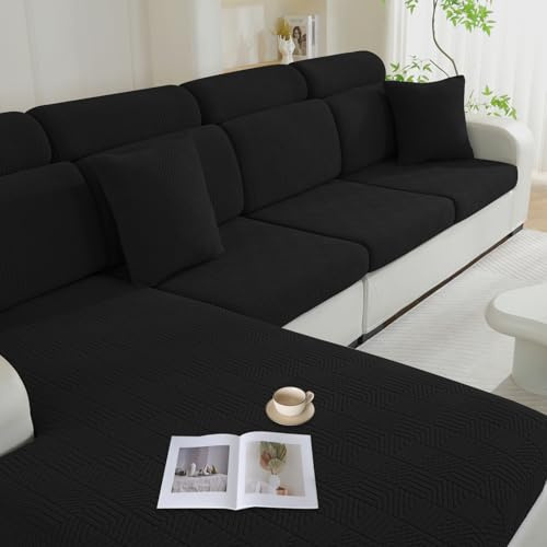 Ystyle Sofa Sitzkissenbezug Stretch, Universal Sofakissen Bezug, Kissenbezüge rutschfest, Sofa Überzug, Sofasitzbezug Schonbezug Ersatz für Einzelne Kissen (2 Sitzer, Schwarz)