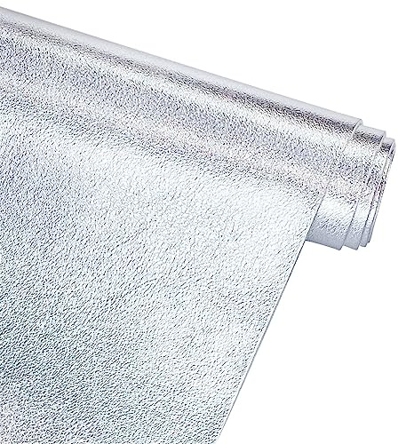 ONEART | Metalliskt mjukt fusklädertyg, lammskinn, syntetiskt konstläder för handväska, hårband, hantverk, 32 × 135 cm silver