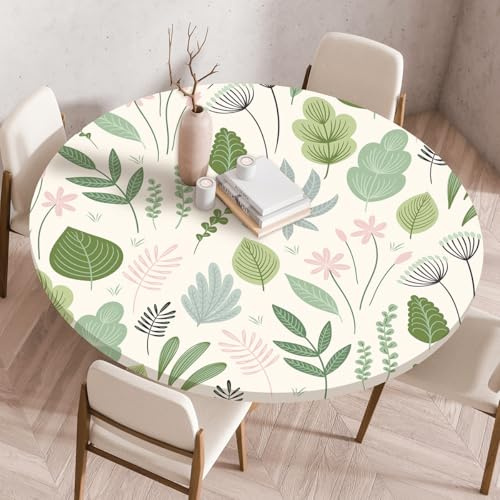 Odot Waterproof Round Tablecloth 100cm,Outdoor Table Cloth with Elastic Edged, Elastic 3D Floral Tablecloth Wipeable, Garden Table Cloth Suitable for sizes 90cm-95cm