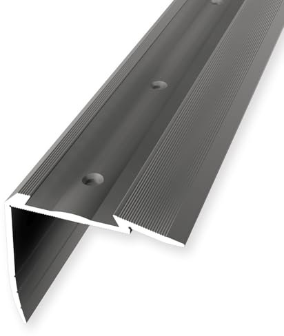 Treppenkantenprofil 49.7 x 54 x 2500 mm Winkelprofil Aluminium Geriffelt Versenkt Gebohrt Edelstahl Einfasshöhe 0-43 mm Küberit