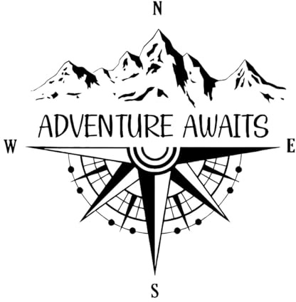 Campervan Stickers Adventure Awaits Wall Decal Motorhome Caravan Decoration Outdoors Campers Idea-S-42x43cm-Black