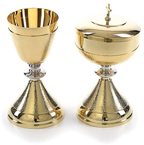 Holyart Cáliz y copón graneado Dorado, CálizAltura cáliz: 17.5 cm|Capacidad Cáliz: 200 ml|Capacidad píxide: 100 ostie/Host/Hostie/hostien/hostias/Hostie|Altura píxide: 17 cm