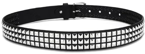 Tienyuu Studded Punk Rock Rivet Belt for Men & Women, Pyramid Metal Design with Silver Accents