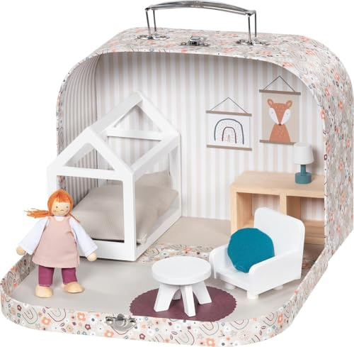 goki 51443 - Valise appartement Paris n° 137 - Maison de poupée mobile 10 pièces au format valise entièrement meublée
