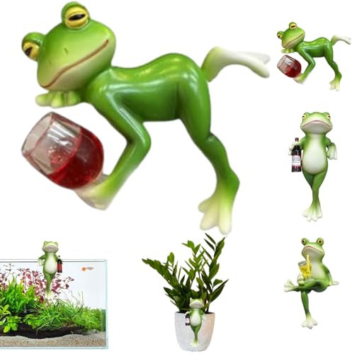 Lircofi Frosch-Blumentopf-Hänger-Ornament, Nette Blumentopf Hänger Figuren Frosch Deko, Balkon Garten Teichdeko Deko Für Draußen Wetterfest (Farbe-B)