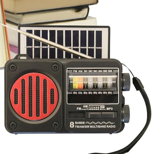 Radio de Emergencia con Manivela Solar, Am/FM Radio Meteorológica De Emergencia, mAh Batería Externa Multifuncional con Manivela, Conectarse A B-luetooth para Emergencias Camping y Senderismo