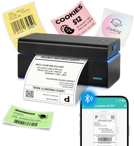 ORGSTA Shipping Thermal Label Printer Machine 4x6 Bluetooth and USB T001 Plus Postage Sticker Maker For DHL Address Parcels