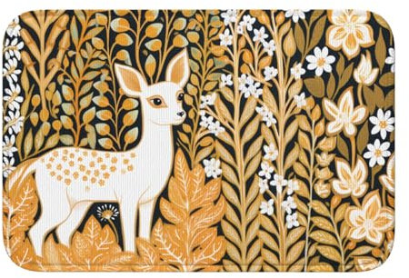 YYHWHJDE Reed Fawn Picture Anti slip and thickened floor mat suitable for bathrooms, bedrooms, washable carpet floor mats 16X24 in