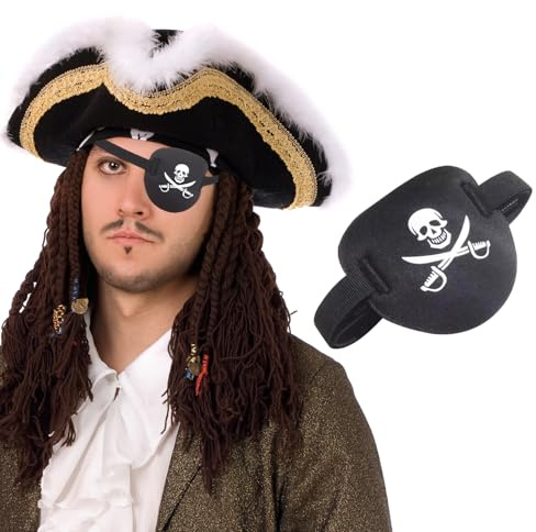 GTYARYUA Augenklappe Pirat, Augenklappe Pirat Kinder, Pirate Totenkopf Eyepatch, Elastische 3D Halloween Accessories, für Erwachsene und Kinder, Halloween-Rollenspiel