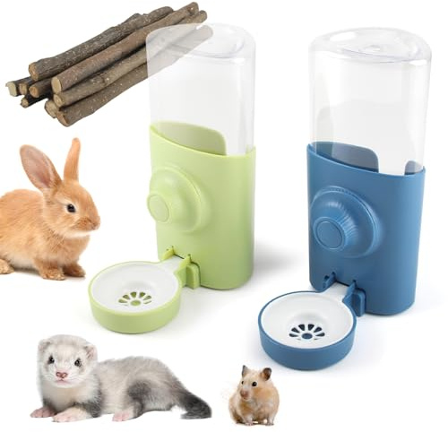 Vaskula 2 Stück Trinkflasche Kaninchen 600ml Hamster Wasserspender Hängend Trinkflasche Nager Automatische Wassernachfüllung Kleintiertränke für Häschen Chinchilla Igel Eichhörnchen Frettchen