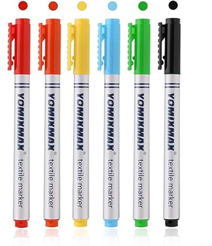 ARYIMYDP 6 Pennarello Indelebile Multicolore, Pennarelli per Tessuti Resistenti ai Lavaggi, Pennarelli per Tessuti Indelebile, per Personalizzare Camicie, Borse, Cappelli, Tela e Tessuti