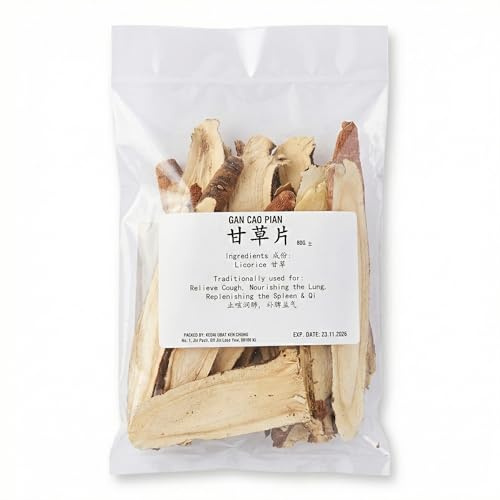Gan Cao Pian 80g (Réglisse) - Tranches de Racine de Réglisse Séchée - Ingrédient pour Infusion & Cuisine Asiatique - Sachet Pratique