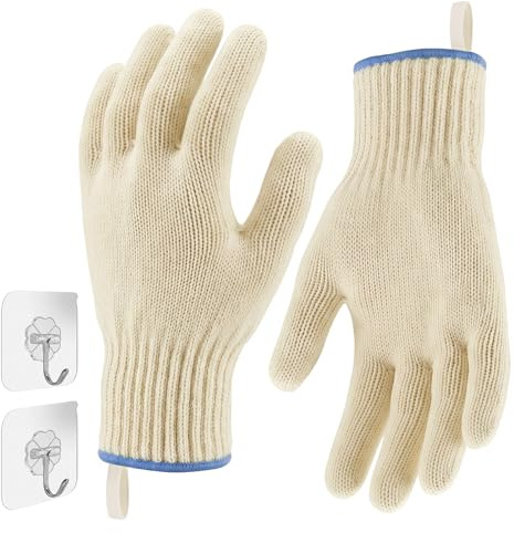 Flintronic Oven Gloves Heat Resistant, Heat Resistant Gloves for Cooking, Double-Layer Non-Slip & Reusable Kitchen Oven Gloves with Fingers Grill Glove for Cooking, Baking, Grilling-1 Pair