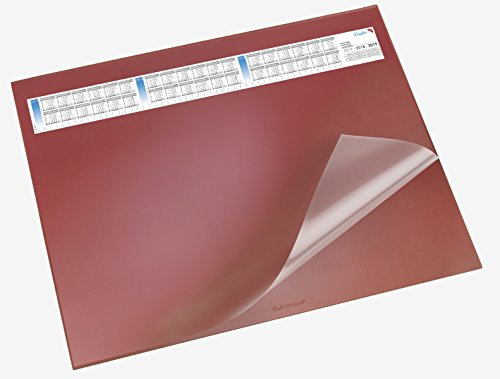 Läufer 44534 Durella DS Schreibtischunterlage mit transparenter Auflage und Kalender, rutschfeste Schreibunterlage, 40 x 53cm, rot