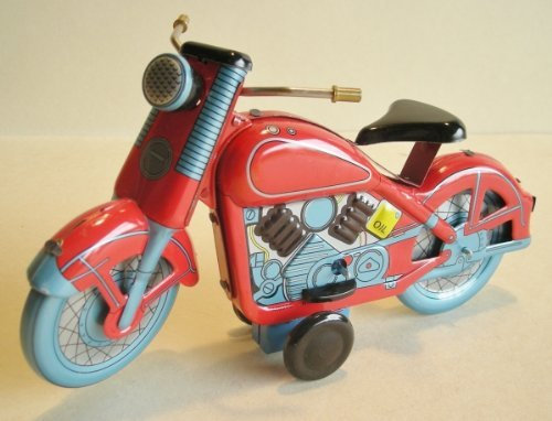 Motorrad aus Blech rot, Blechspielzeug