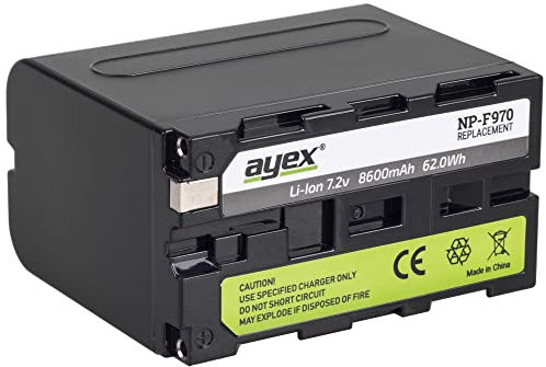 ayex NP-F970 Batterie Convient pour Sony Caméscope Remplace NP-F970 NP-750 NP-F500 NP-F960 etc 8600mAh