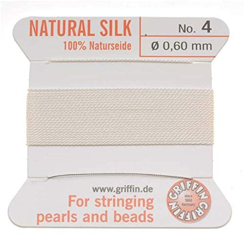 Griffin Cordon et Aiguille pour Perles en Soie Blanc Taille 4