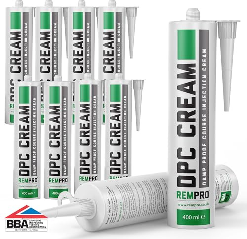 Rempro 10 x 400ml DPC Damp Proofing Course Cream - Barrier Treatment & Control of Rising Damp in Walls - BBA Certified