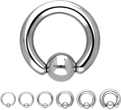 Treuheld® Klemmring Piercing BCR Ring - Silber - Edelstahl/Chirurgenstahl - Dick & Groß - Klemmkugelring - 48 Größen