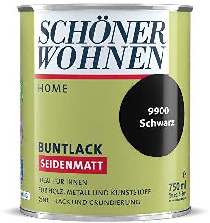 DurAcryl Buntlack Schwarz 750 ml RAL 9900 Seidenmatt Schöner Wohnen