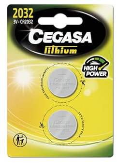 Cegasa CR2032 – Pack 2 Piles Bouton Lithium, Couleur Vert