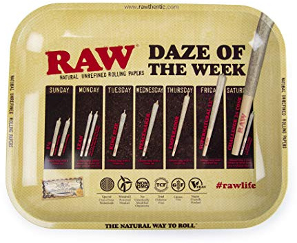Raw – Vassoio in metallo con scritta “Daze of the week” – Dimensioni: taglia media:340 mm di lunghezza, 275 mm di larghezza, 30 mm di profondità