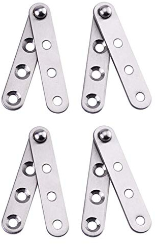 4 Piece Stainless Steel 360 Degree Rotating Concealed Hinges, Door Pivot Hinges Stainless Steel Drawer Window Door Fittings for Door Cabinets Cabinet (Small)