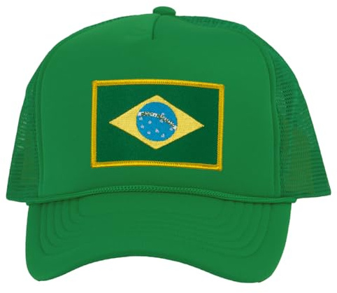 TOP HEADWEAR Country Brazil Flag Hat - Brazilian Patriotic Trucker Cap Kelly Green