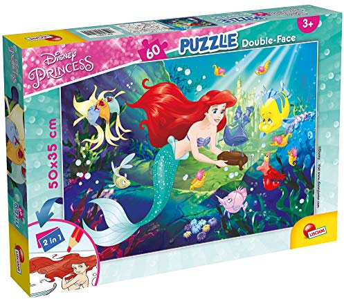 Liscianigiochi- Little Mermaid Puzzle Doppia Faccia, 60 Pezzi, Multicolore, 74051