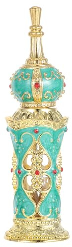 Healifty Frauen Parfümflasche Im Nahoststil 12Ml Leere Nachfüllbare Ätherische Ölflasche Vintage Glasflakon Mit Blumenranke Für Reisen Und Hochzeitsdekoration