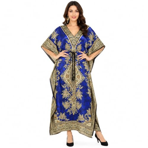 Art Of Creation Womens Kaftan Dress Maxi Plus Size Kaftans Tunic Night Gown Long Beach Cover Up Color-Blue