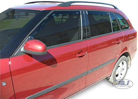 J&J AUTOMOTIVE Windabweiser passend für Skoda Fabia 2 Kombi 2007-2014 4tlg, Heko Regenabweiser Vorne Hinten Getönt Dunkel Passform