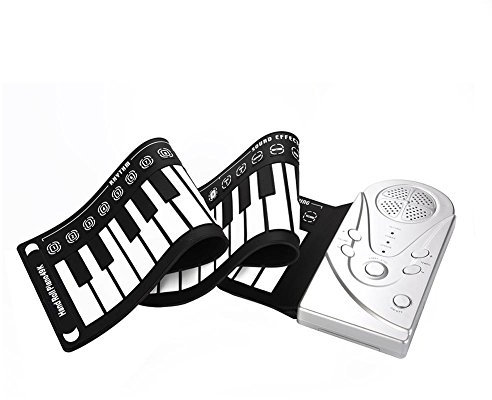 Bnineteenteam Tastiera Elettronica Pieghevole Piano Arrotolabile a Mano, 49 Tasti Portatili per Bambini Principianti per Bambini(Argento) Strumento a Tastiera Hand Roll Piano 49K