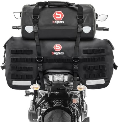 Motorrad Hecktasche Set Bagtecs SX70 + XF30 Volumen 100 L Drybag Wasserdicht