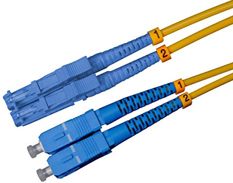 Cavo in fibra ottica ottica – 5 m OS2 giallo, E2000UPC a SCUPC, cavo patch duplex 9125 – fibra ottica 5 metri, Cavi Rete