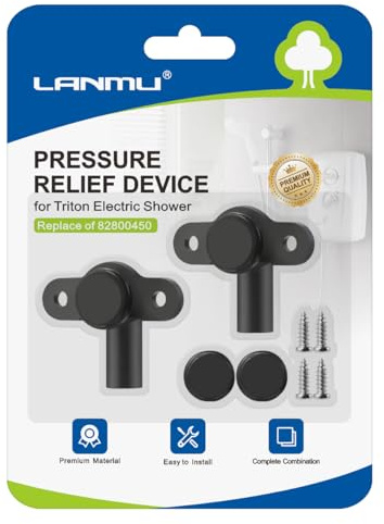 LANMU 2-Pack Pressure Relief Device for Triton Electric Showers | PRD with Disc Seals Cover Valve, Shower Spares Parts, Replace of 82800450, Black
