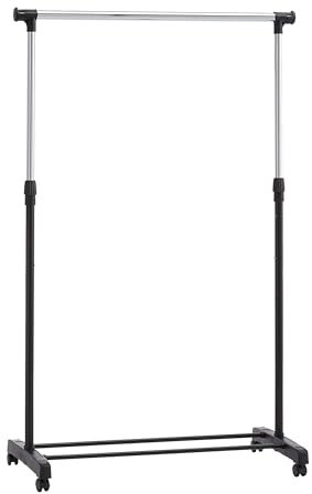 Amazon Basics Perchero de barra con ruedas, cromado, (91.5-145) x 42 x (134-161) cm (L x W x H)