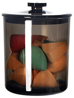 Youngever 900ML Schwarz Wattepadbehälter mit Deckel, Mehrweg Apothekergläser aus Durchsichtigem Kunststoff, Wattepad Spender und Wattestäbchen Behälter, Qtip-Halter, Badezimmergläser