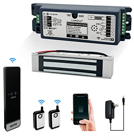 2.4GHz WiFi Access Control 400lb Holding Force Electic Magnetic Door Lock System Kit with Remote and Smartphone app Control, paired with Touchless Sensor Switch (Magnetic Lock Kit)