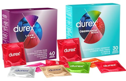 Durex Kondom-Großpackung – Verhütungsmittel in verschiedenen Sorten – Mixpack – Probierpaket – 70 Kondome (2er Mixpack)
