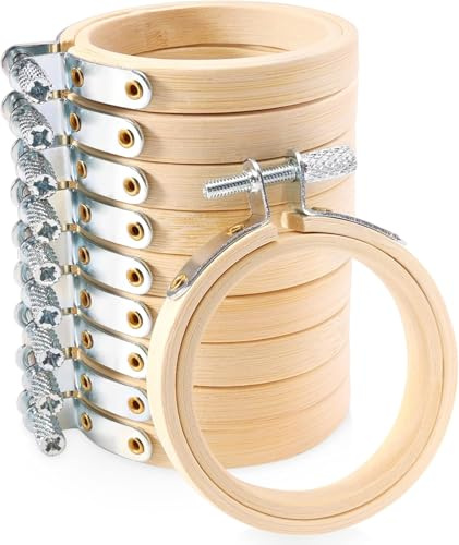 Caydo Mini-Stickrahmen, 5,6 cm, 10 Stück | Verstellbarer Kreuzstich-Ring, zum Basteln, handliches Nähen, Heimdekoration