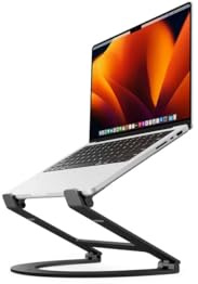 Twelve South Curve Flex | Ergonomic Height & Angle Adjustable Aluminum Laptop/MacBook Stand/Riser, fits 10-17, folds flat for portability -travel pouch included, matte black
