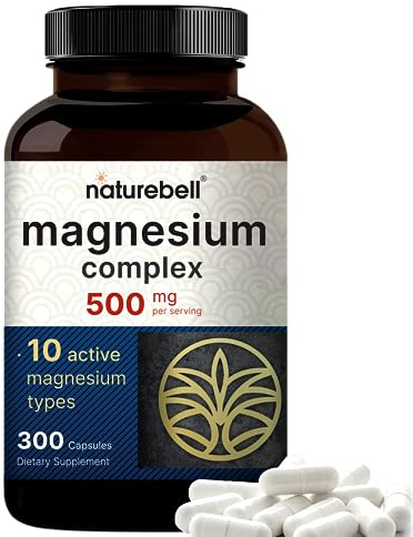 Magnesium Complex 500mg, 300 Capsules | 10-in-1 Magnesium Glycinate, Citrate, Malate & More | Chelated Form for Easy Absorption | Non-GMO