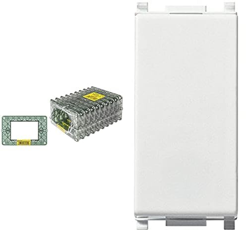 Vimar Plana 0T14613 Supporto 3 moduli, con viti, per scatole 3 moduli, 10 pezzi + VIMAR 0R14001 Plana Interruttore 1P 16 AX 250 V, illuminabile, tasto sostituibile, bianco.