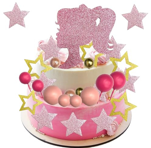 Prinzessin Tortendeko Geburtstag Mädchen, 28PCS Prinzessin Kuchen Deko Mädchen, Prinzessin Cupcake Topper, Prinzessin Torten Deko Mädchen, Prinzessin Muffins Deko, Rosa Prinzessin Geburtstag Deko